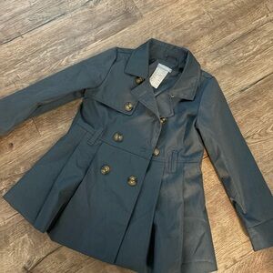Tahari Navy Coat with Gold Buttons
